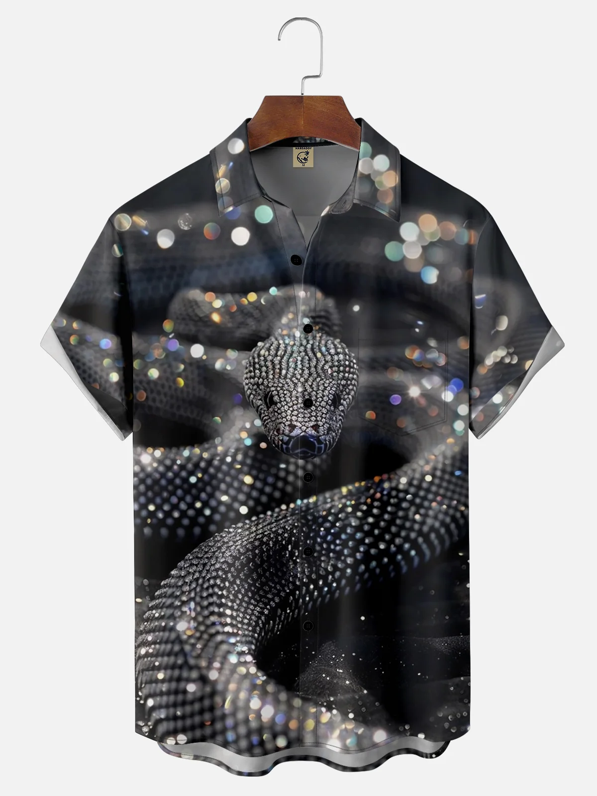 Moisture-wicking Dream Diamond Snake Chest Pocket Hawaiian Shirt