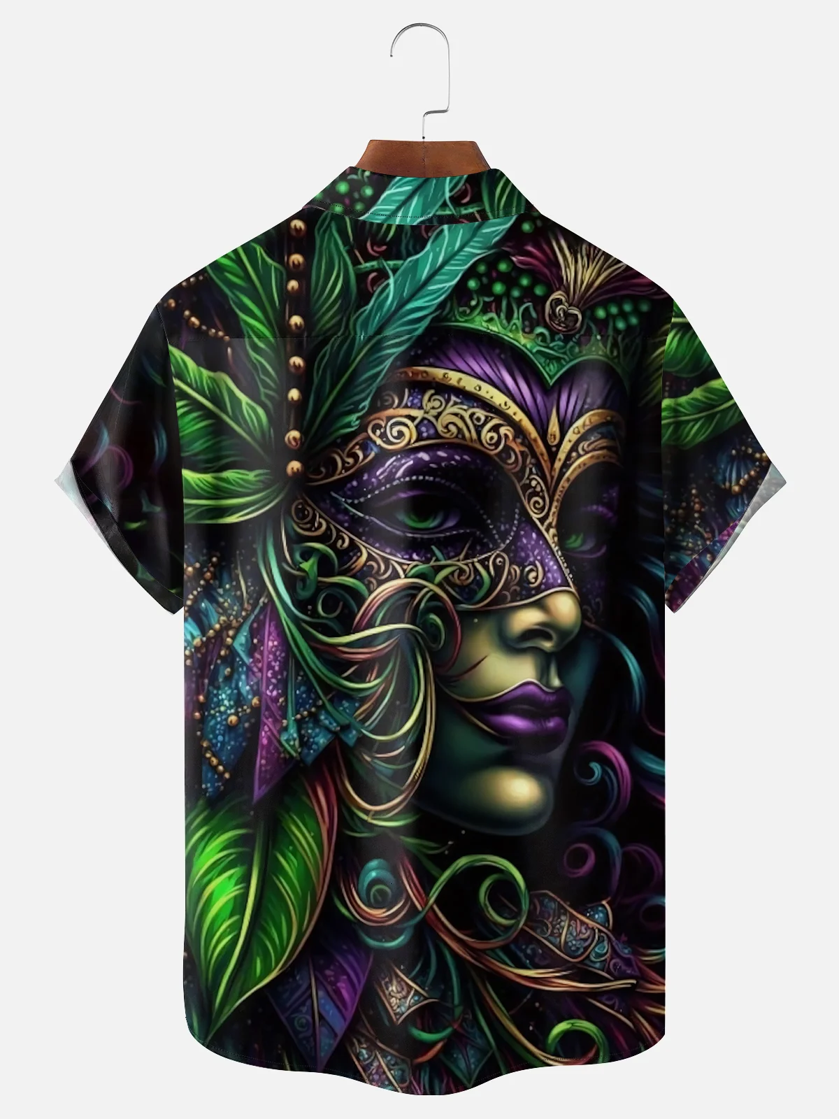 Moisture-wicking Mardi Gras Art Mask Chest Pocket Casual Shirt