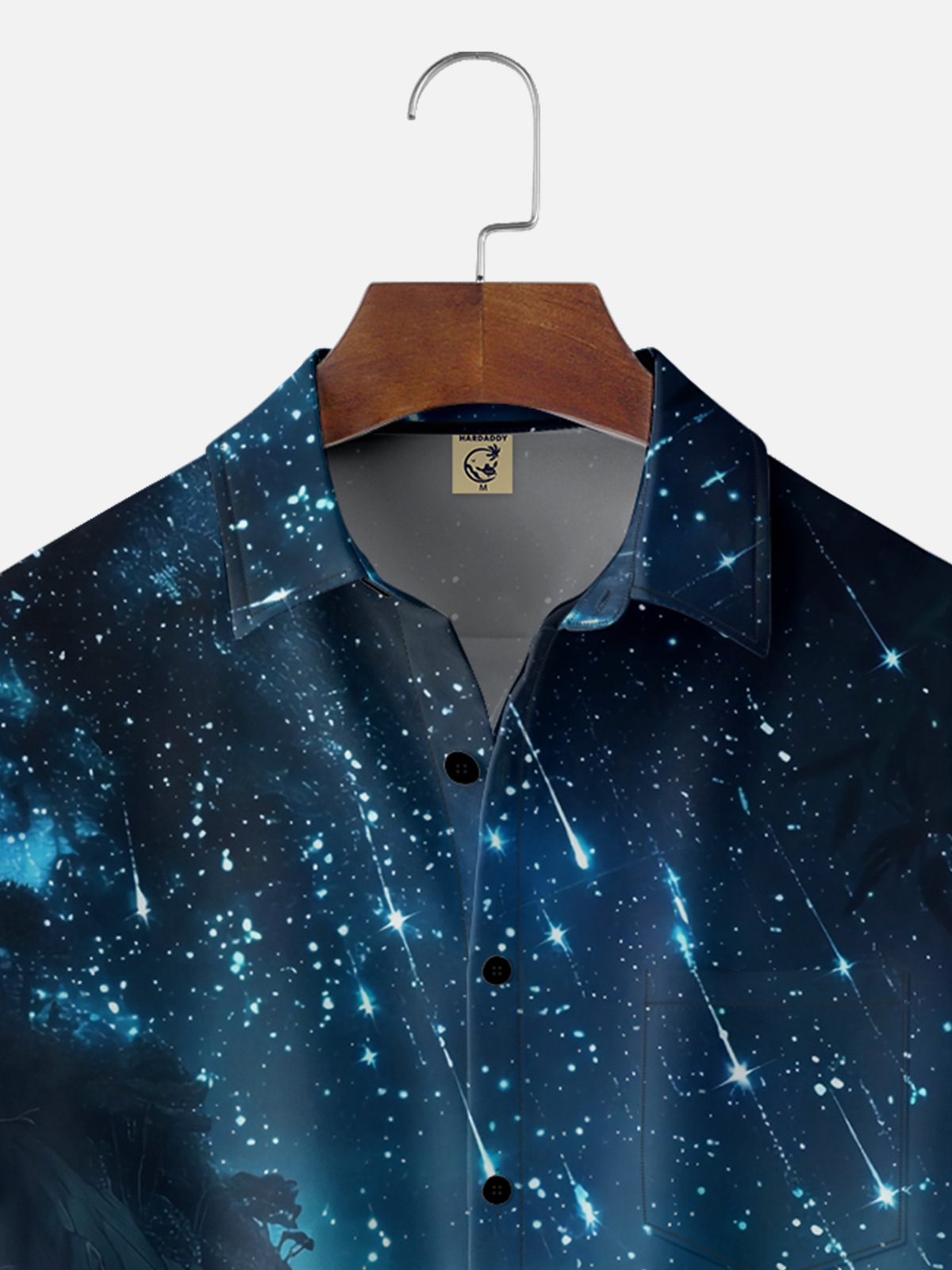 Moisture-wicking Meteor Shower Beach Chest Pocket Hawaiian Shirt