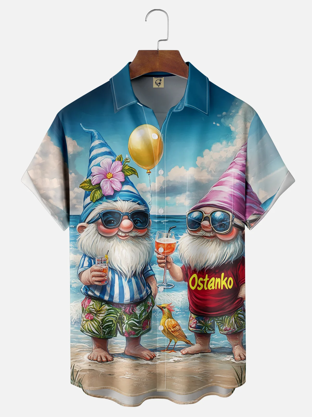 Moisture Wicking Beach Gnome Chest Pocket Hawaiian Shirt