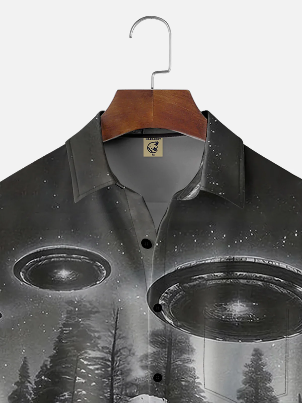 Moisture-wicking UFO Alien Bigfoot Black Chest Pocket Casual Shirt