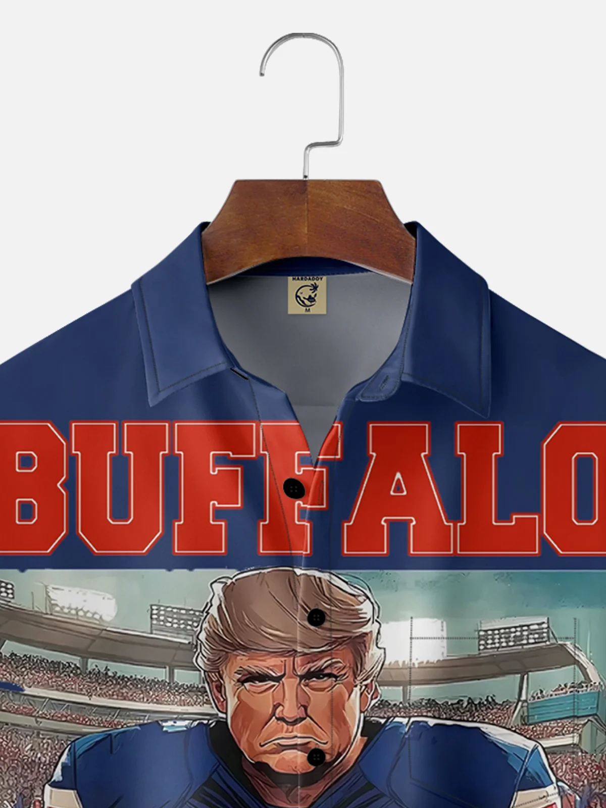 Moisture-wicking Trump New York State American Football Art Buffalo Chest Pocket Casual Shirt