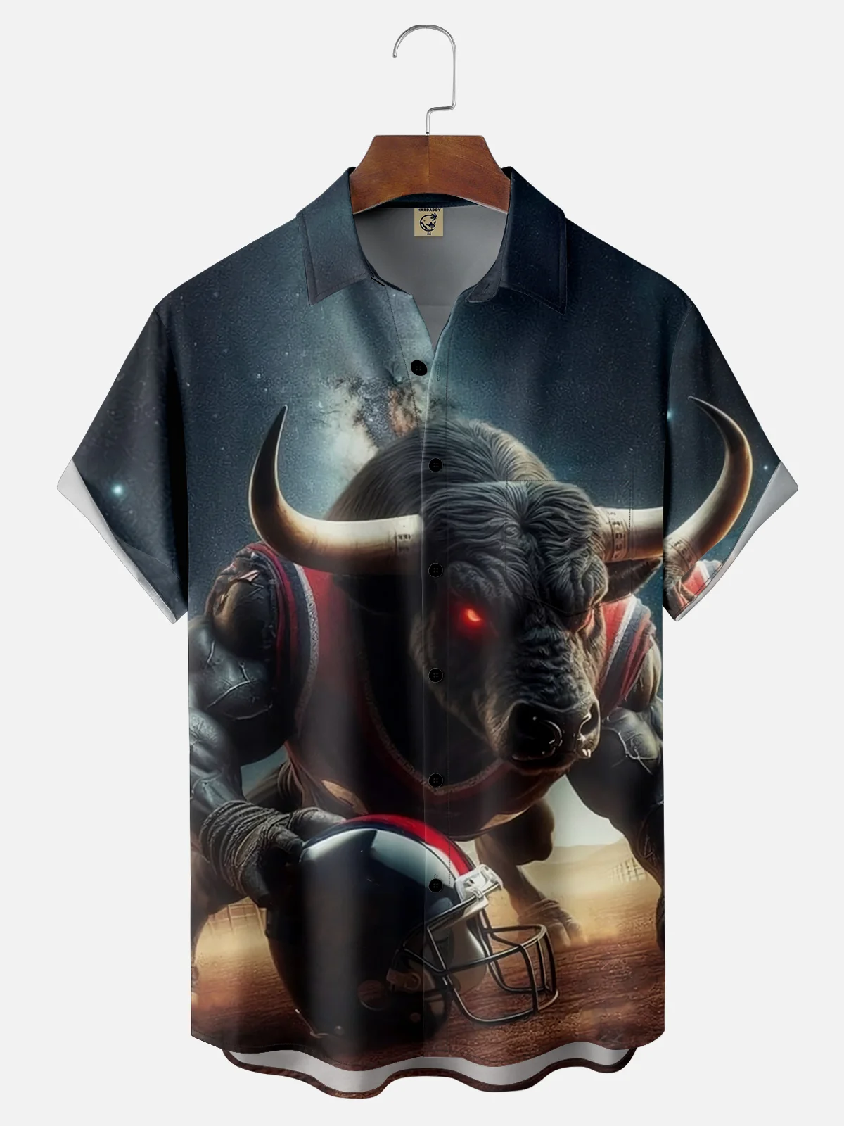 Moisture Wicking Houston Art Football Bulls Chest Pocket Casual Shirt