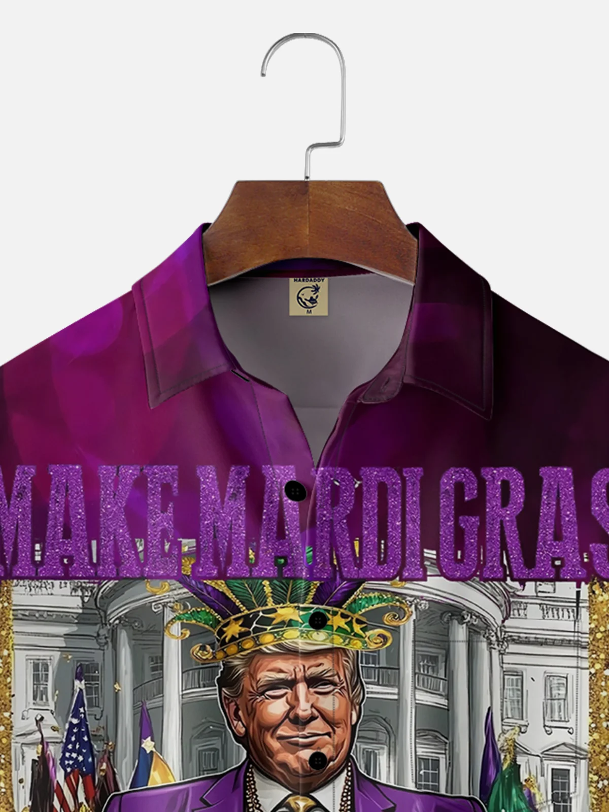 Moisture-wicking Trump Mardi Gras Great Again Chest Pocket Casual Shirt