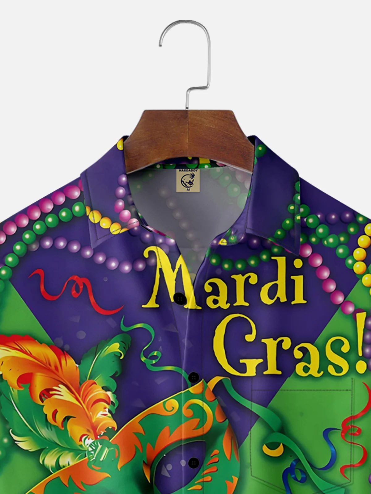 Moisture-wicking Mardi Gras Mask Contrast Color Stitching Chest Pocket Casual Shirt