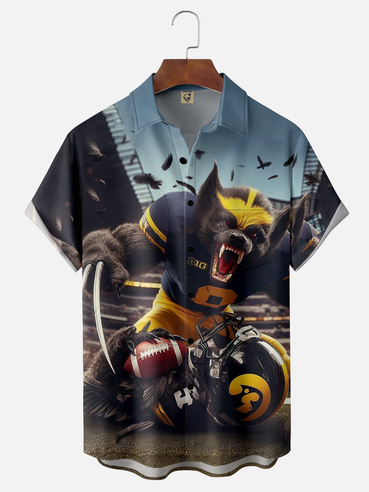 Moisture-wicking Michigan Football Super Wolves Chest Pocket Casual Shirt