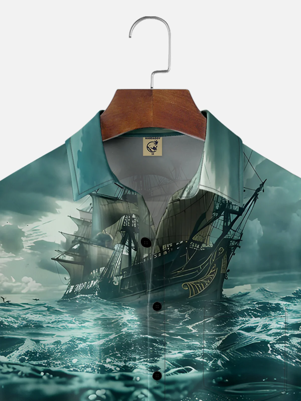 Moisture-wicking Ocean Octopus Pirate Ship Chest Pocket Casual Shirt