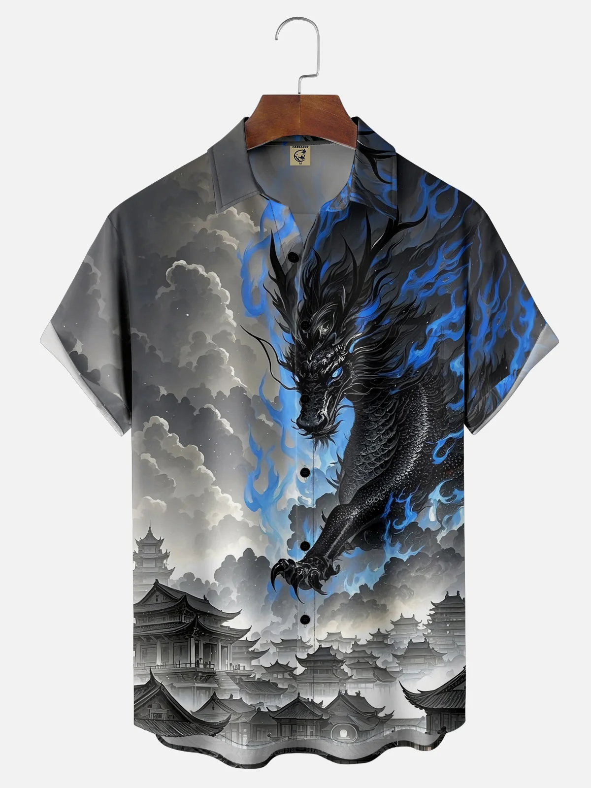 Moisture Wicking Dragon Chest Pocket Hawaiian Shirt