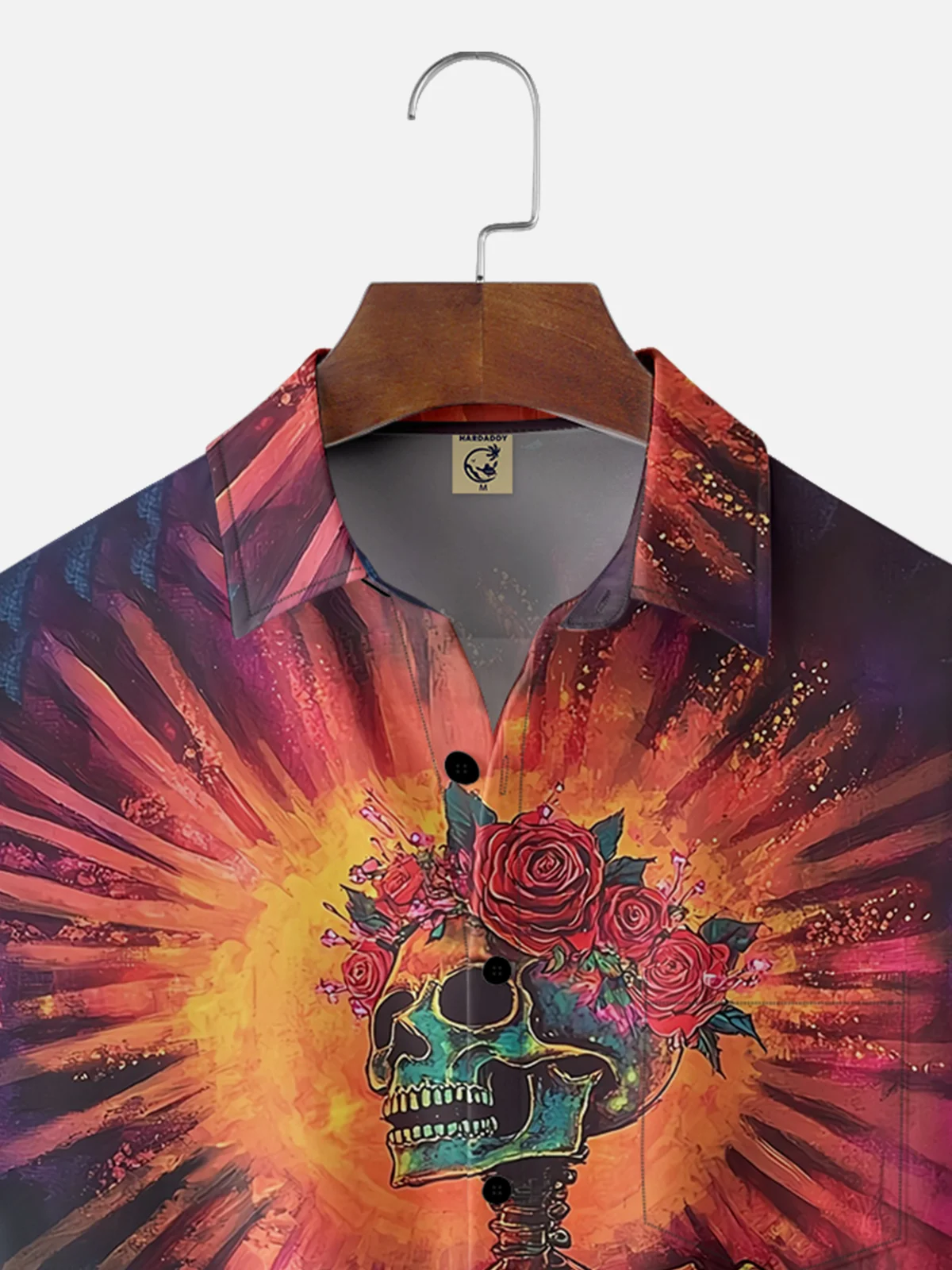 Moisture-wicking Dream Rock Skull Art Chest Pocket Hawaiian Shirt