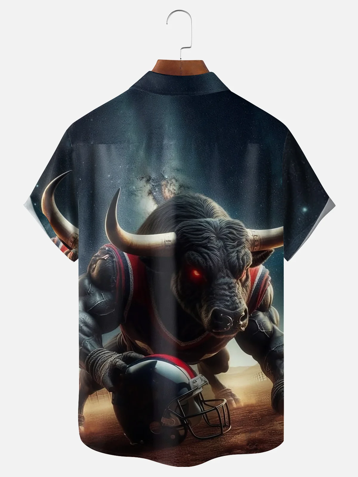 Moisture Wicking Houston Art Football Bulls Chest Pocket Casual Shirt