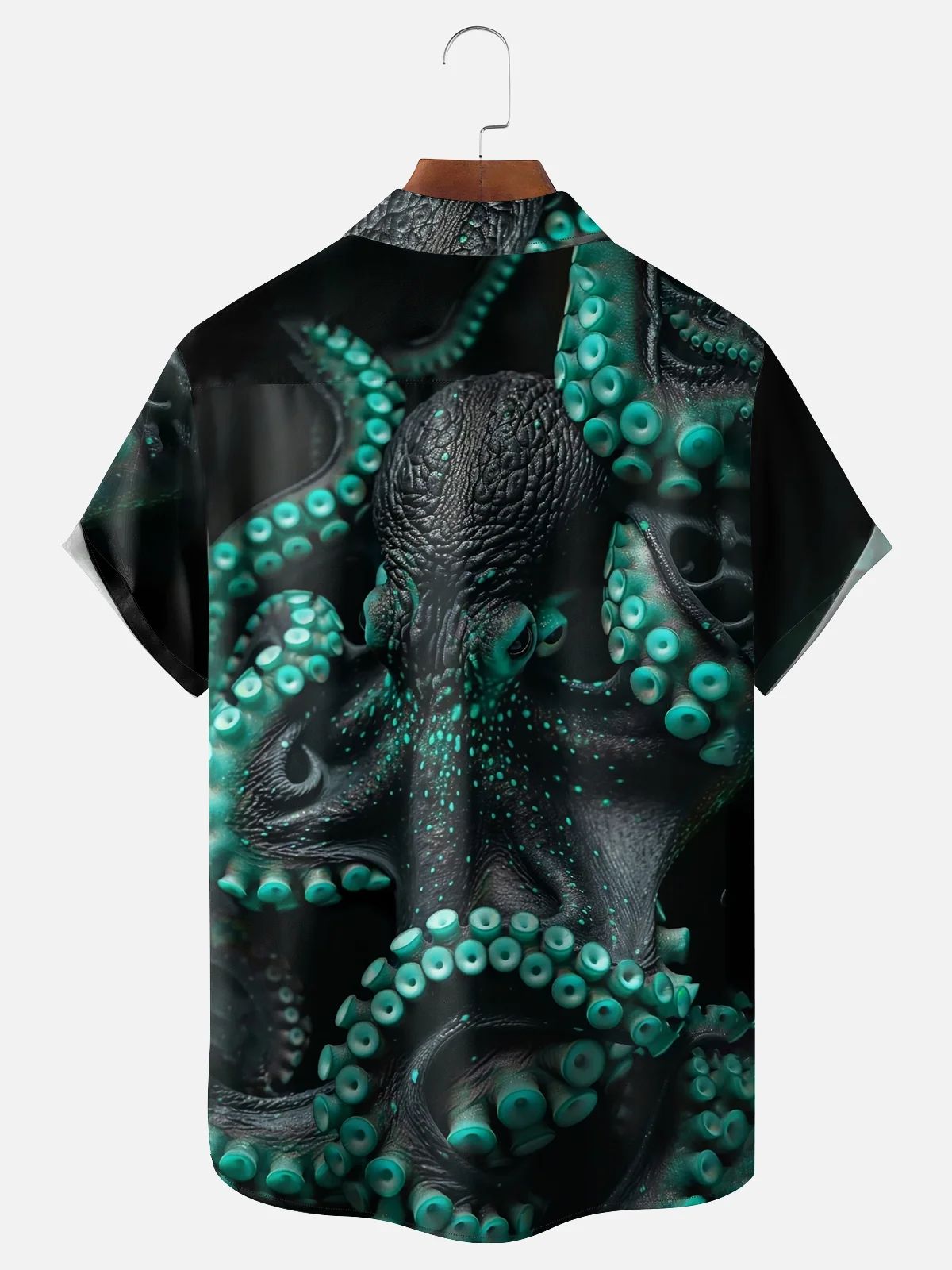 Moisture-wicking Marine Life Octopus Chest Pocket Casual Shirt