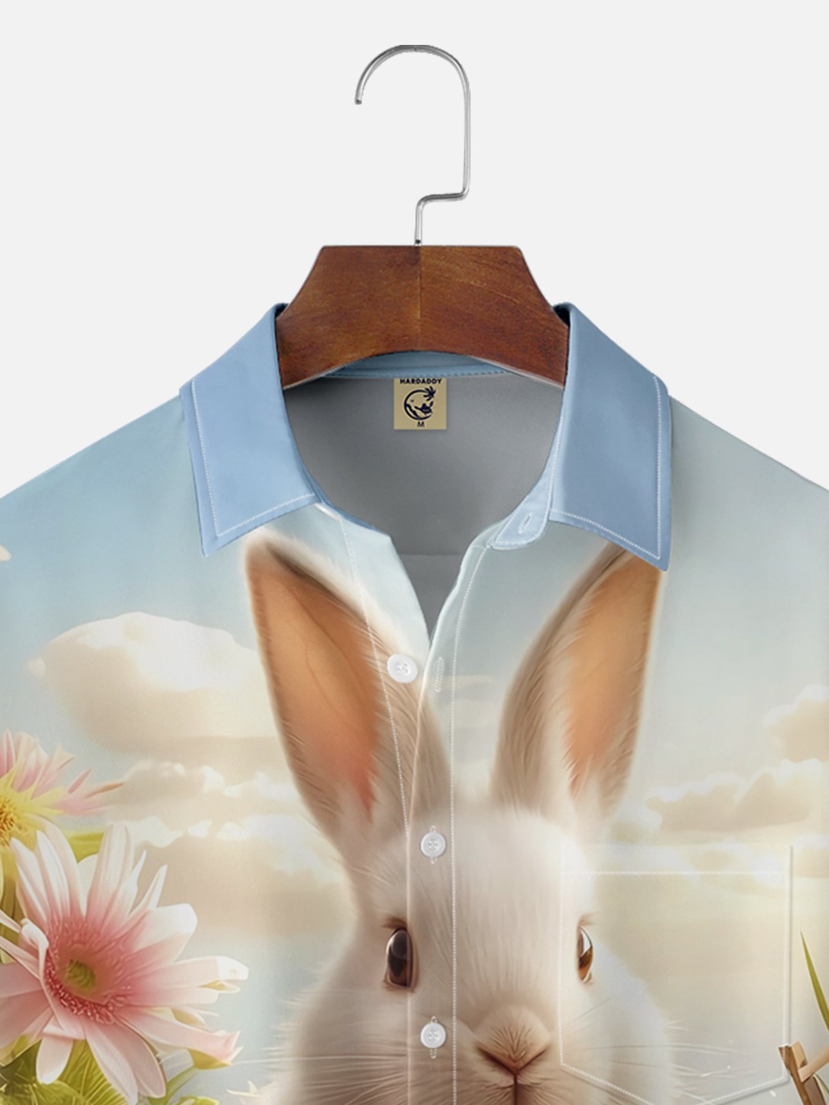 Moisture-wicking Easter Bunny Egg Art Chest Pocket Casual Shirt