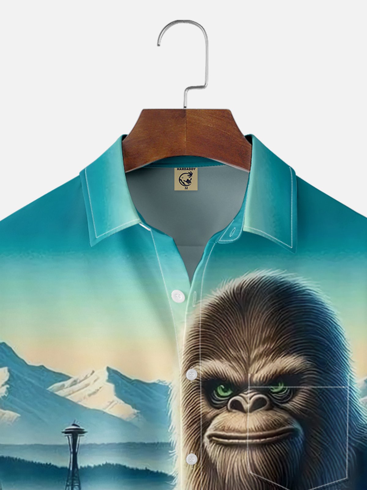 Moisture Wicking Seattle Art Rugby Bigfoot Chest Pocket Casual Shirt