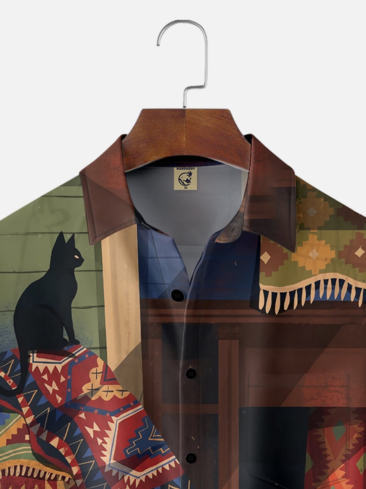 Moisture-wicking Cat Fun Pattern Chest Pocket Casual Shirt