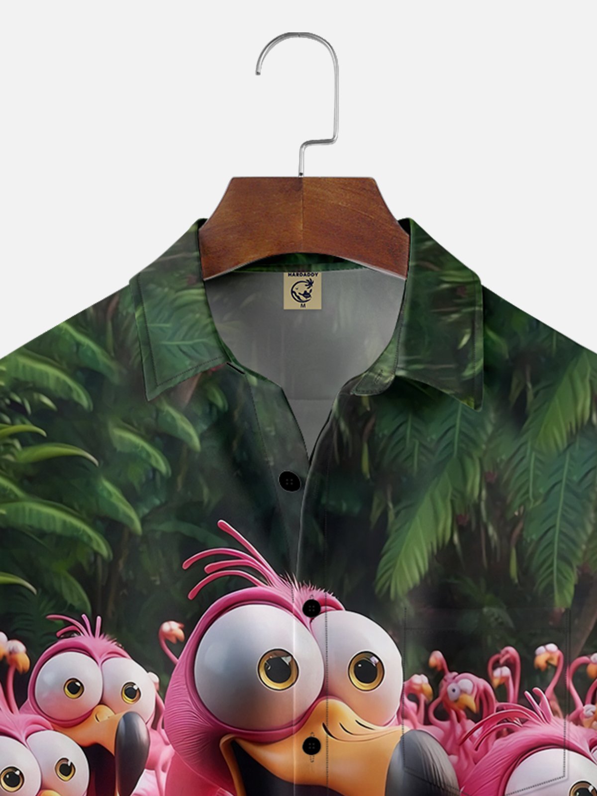 Moisture-wicking Flamingo Funny Shock Art Chest Pocket Hawaiian Shirt