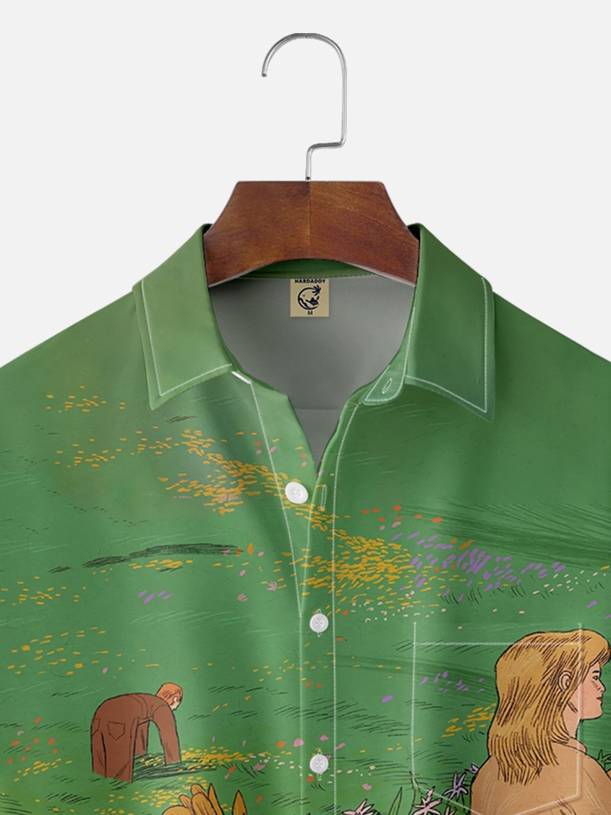 Moisture-wicking Artist Spring Meadow Chest Pocket Casual Shirt