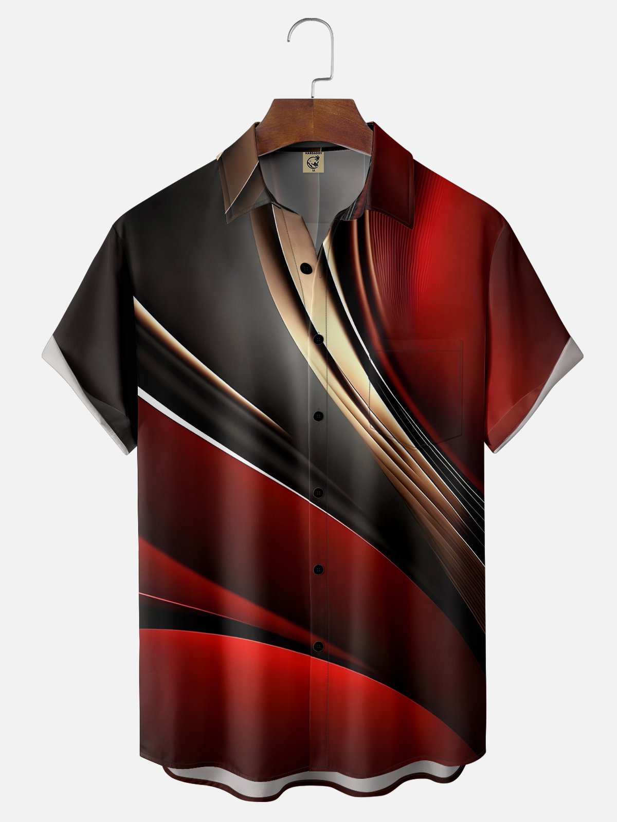 Moisture-wicking Abstract Light Art Red Chest Pocket Casual Shirt