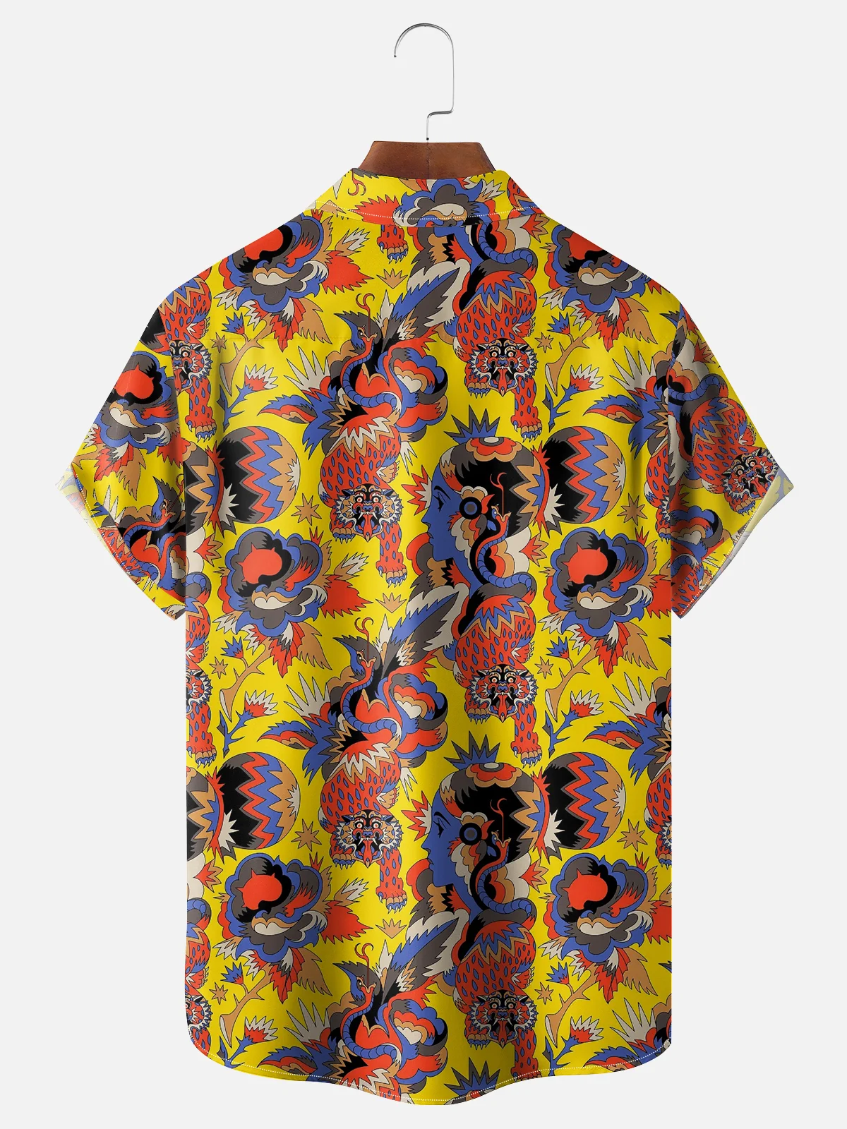 Moisture-wicking Tiger Character Pattern Chest Pocket Casual Shirt