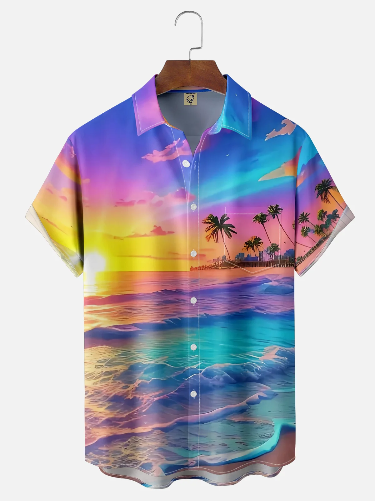 Moisture Wicking Ocean Scenery Sky Chest Pocket Hawaiian Shirt