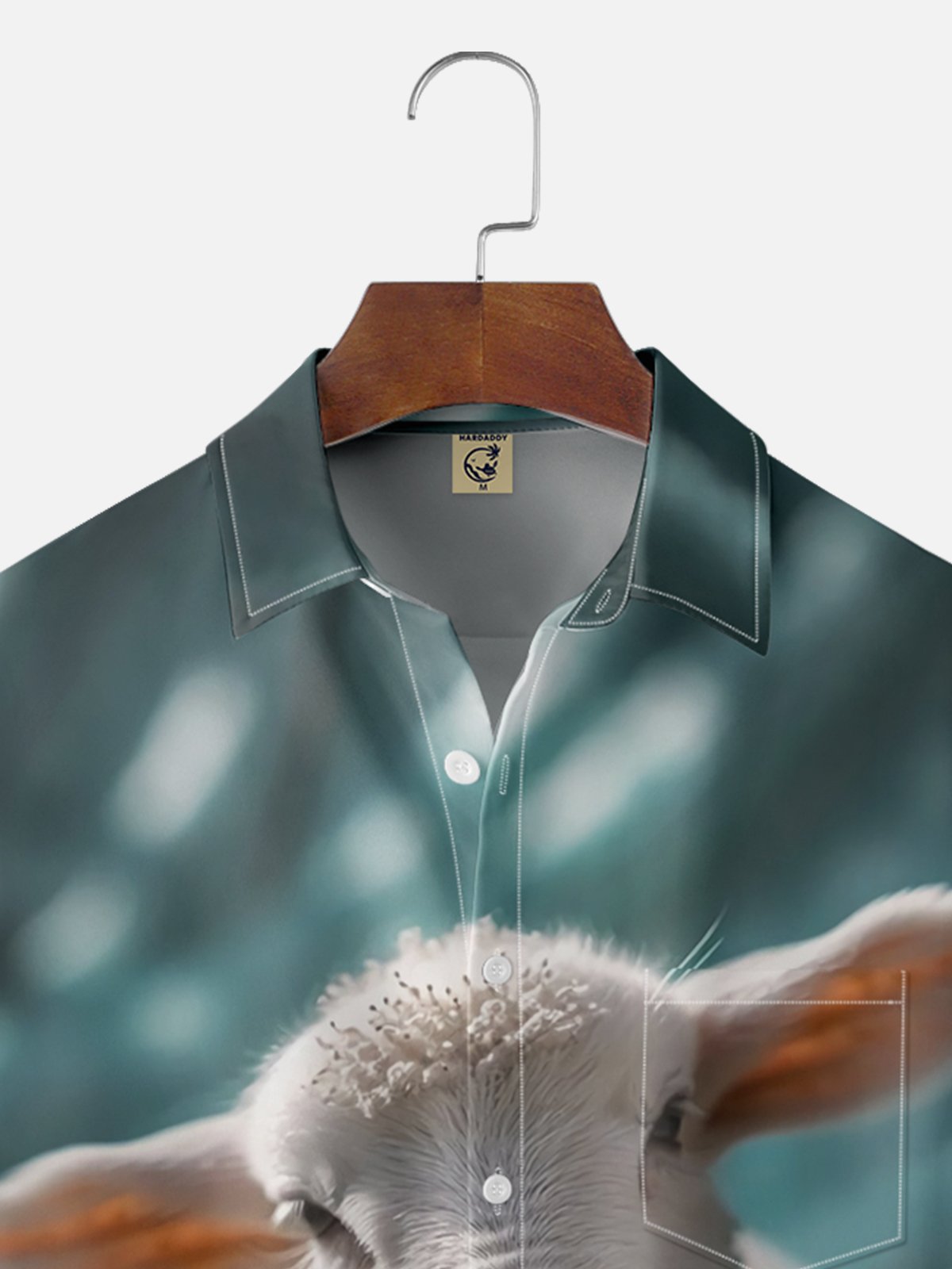 Moisture-wicking Easter Lamb Egg Chest Pocket Casual Shirt