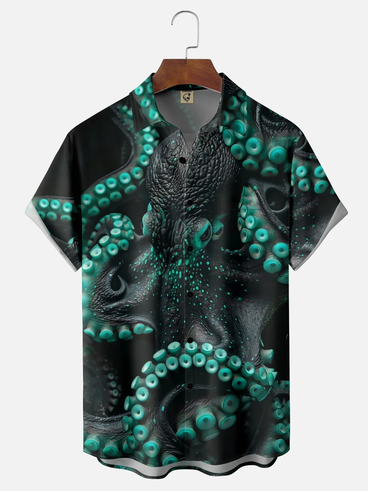 Moisture-wicking Marine Life Octopus Chest Pocket Casual Shirt