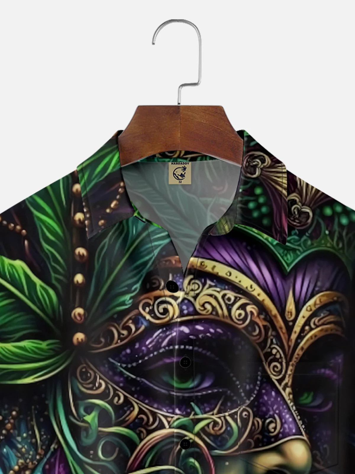 Moisture-wicking Mardi Gras Art Mask Chest Pocket Casual Shirt