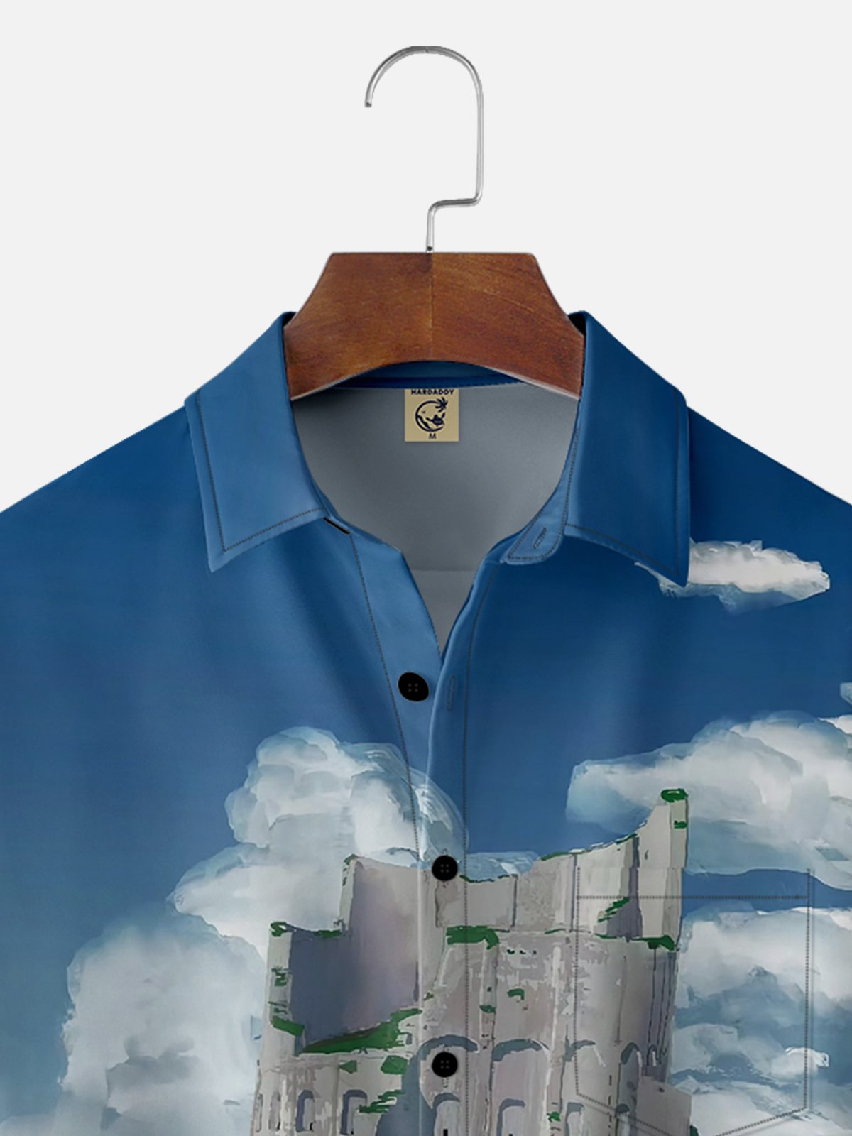 Moisture-wicking Ruins Building Mountains Chest Pocket Casual Shirt