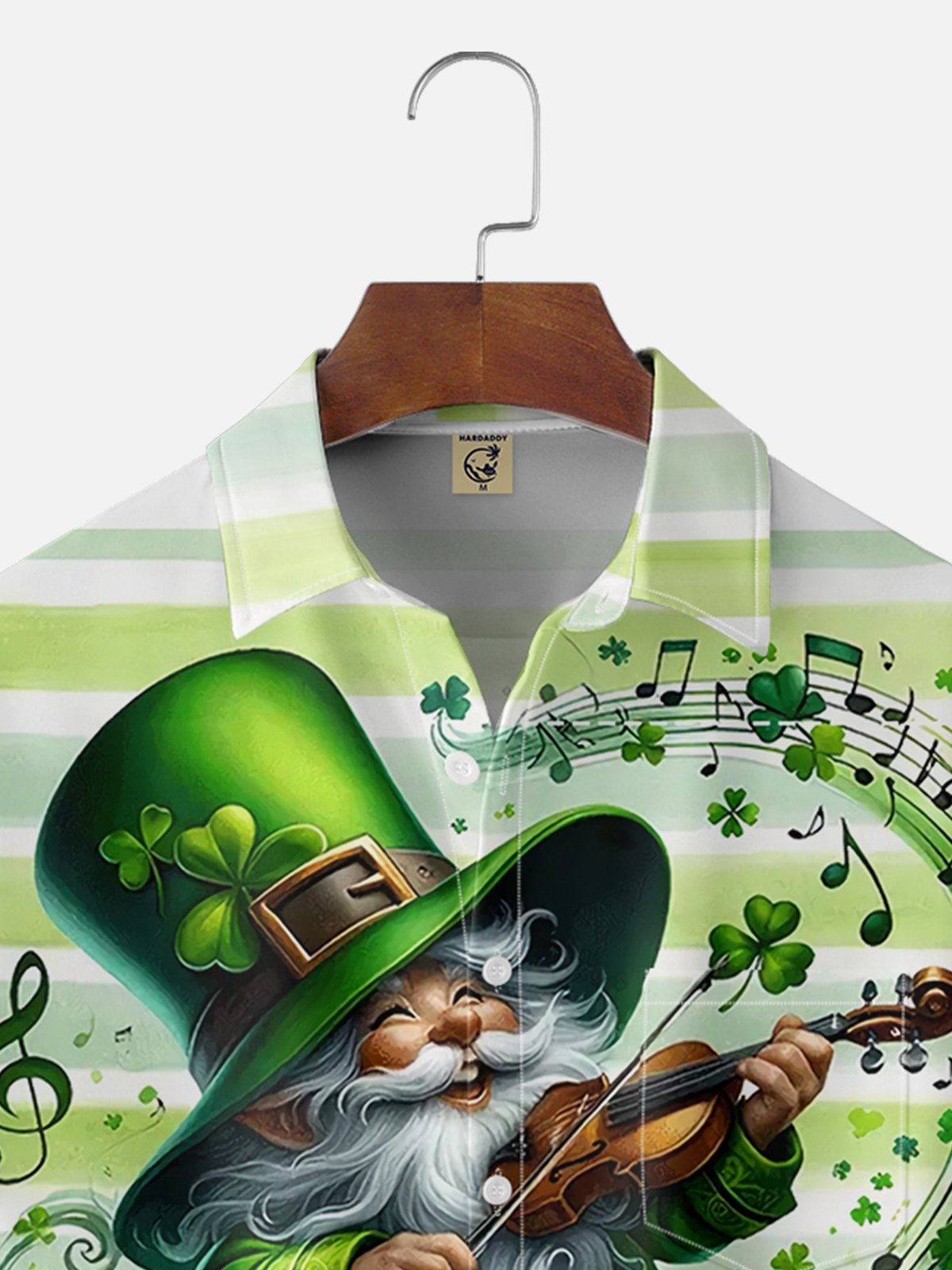 Moisture Wicking St. Patrick's Day Musical Gnome Chest Pocket Casual Shirts