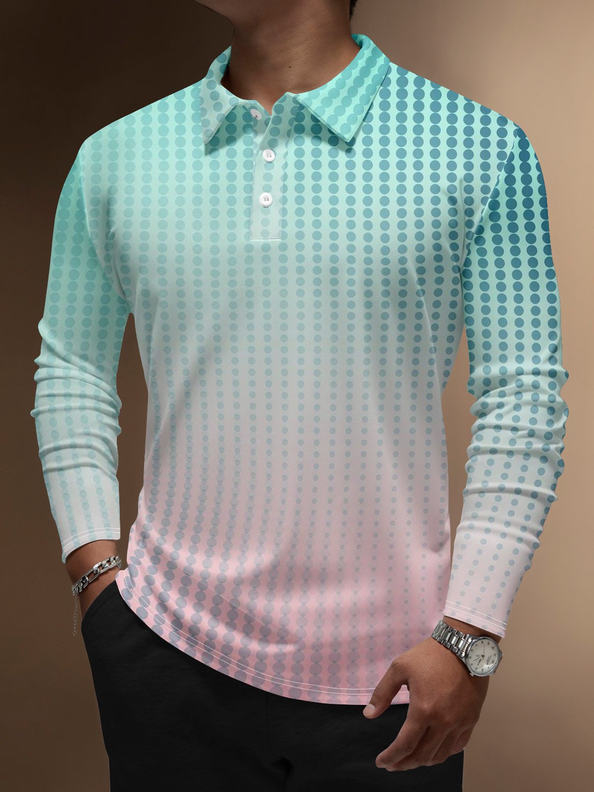 Moisture Wicking Geometric Polka Dot Gradient Color Golf Polo