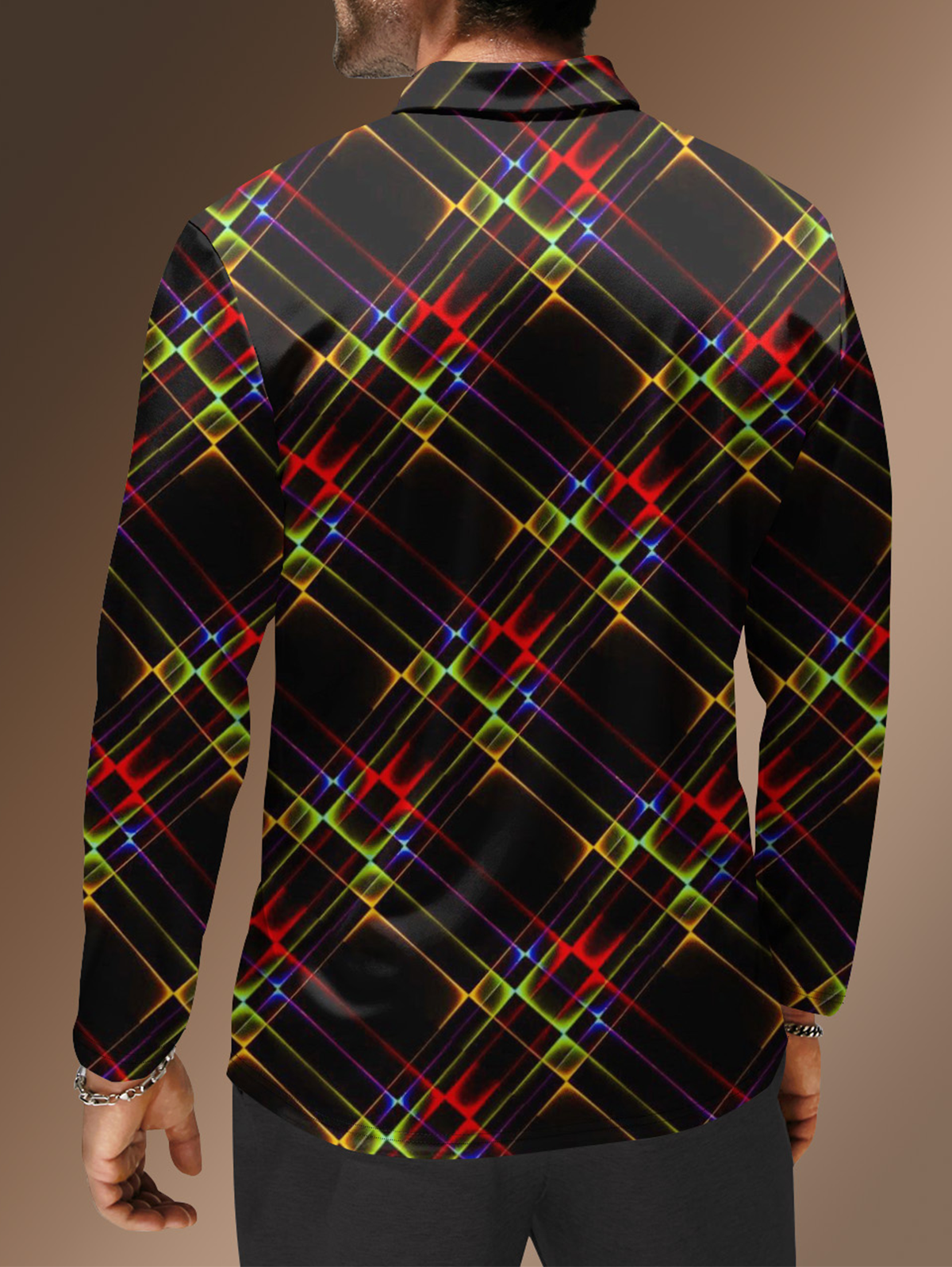 Moisture Wicking Artistic Abstract Colored Lights Golf Polo