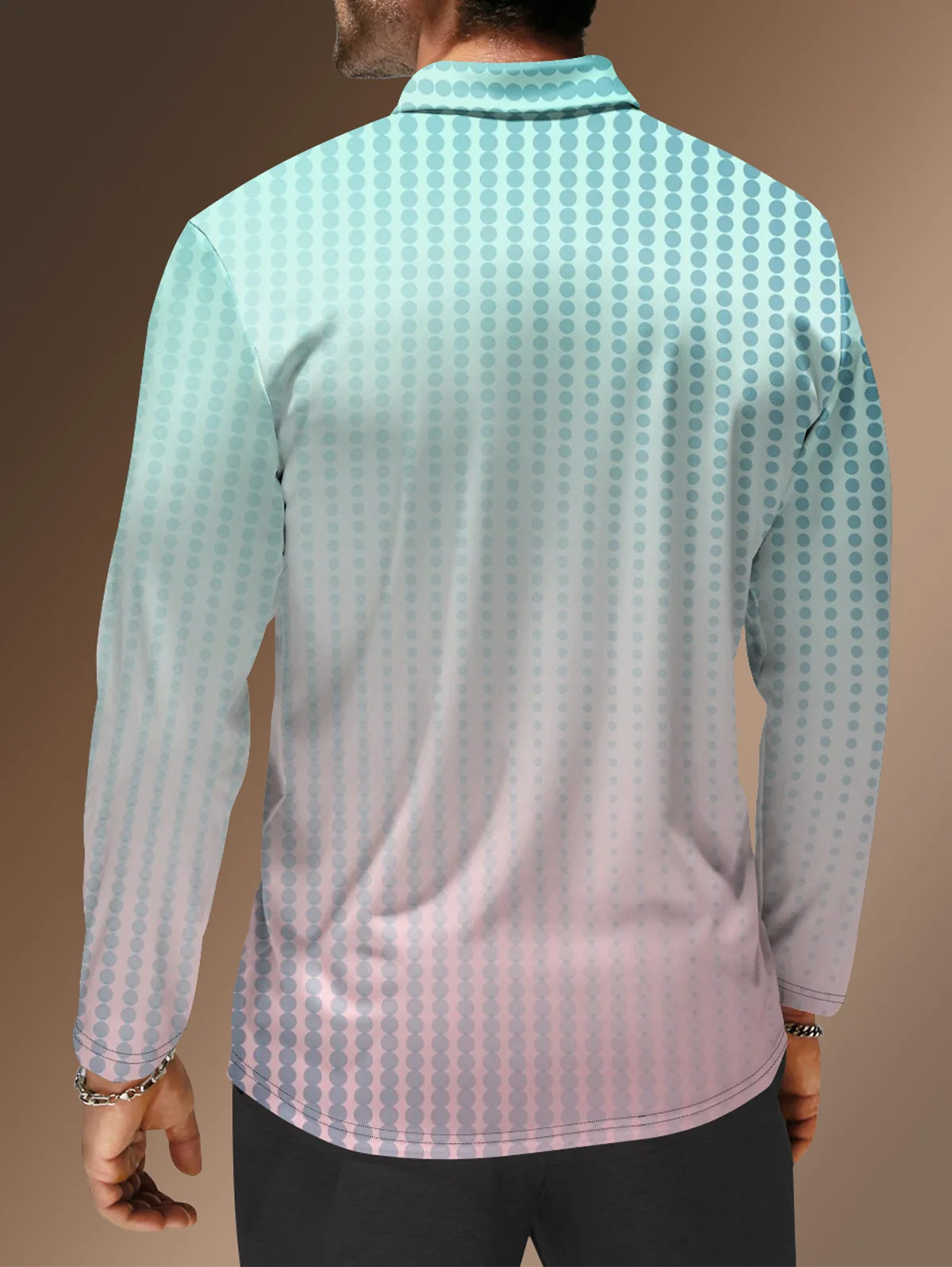 Moisture Wicking Geometric Polka Dot Gradient Color Golf Polo