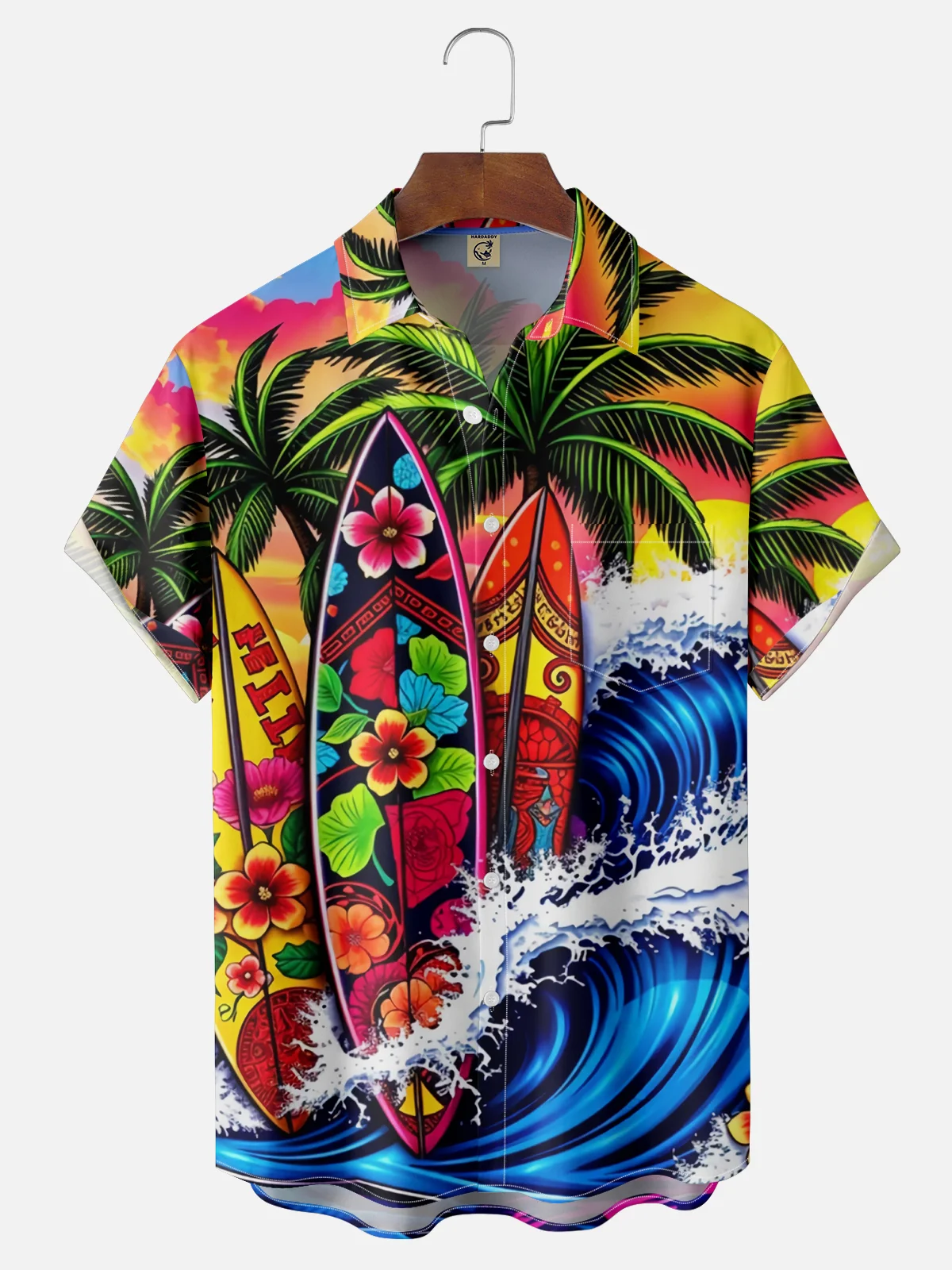 Moisture Wicking Beach Surf Vacation Landscape Chest Pocket Casual Shirt