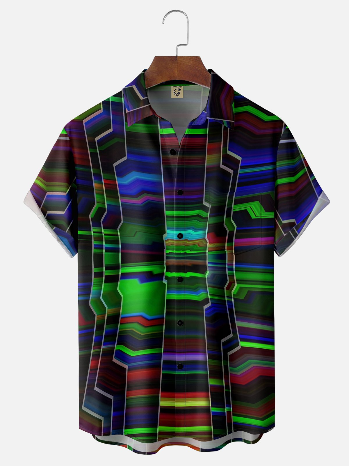 Moisture-wicking Gradient Geomatric Chest Pocket Casual Shirt