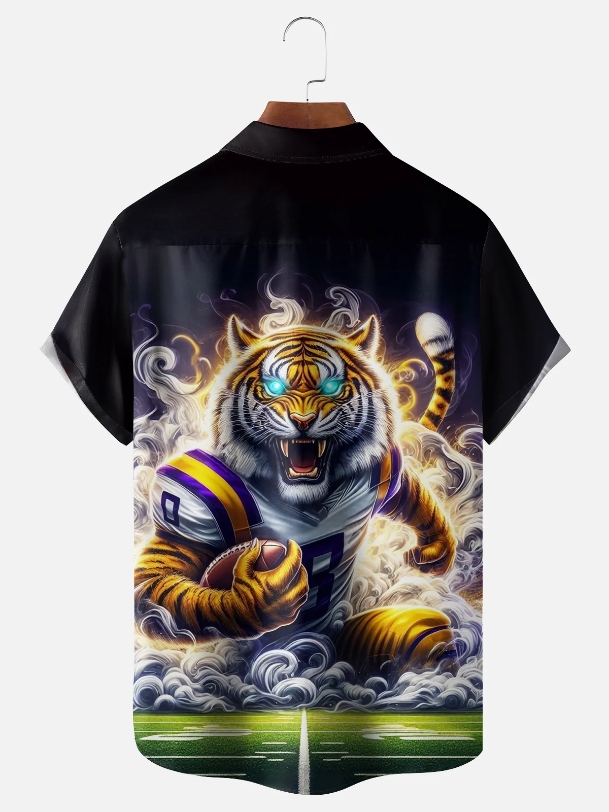 Moisture-wicking Football Tiger Chest Pocket Casual Shirt