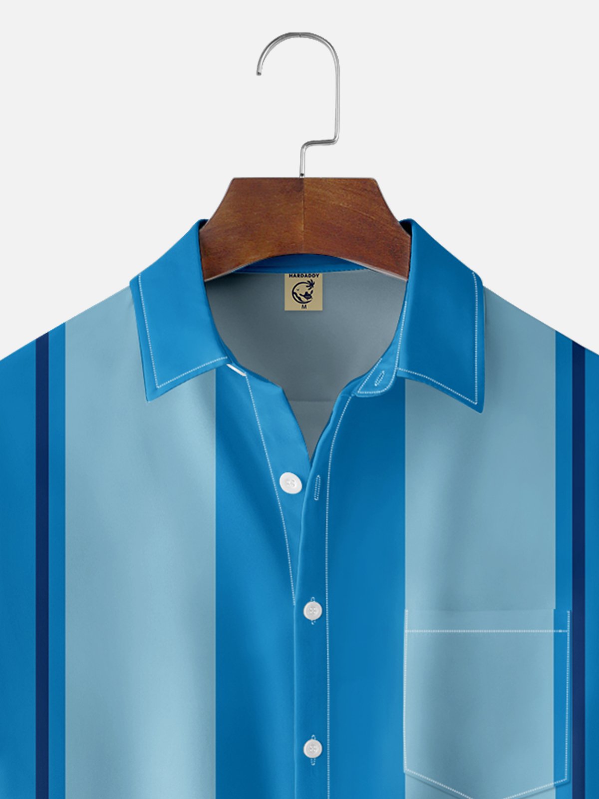 Moisture-wicking Striped Chest Pocket Bowling Shirt