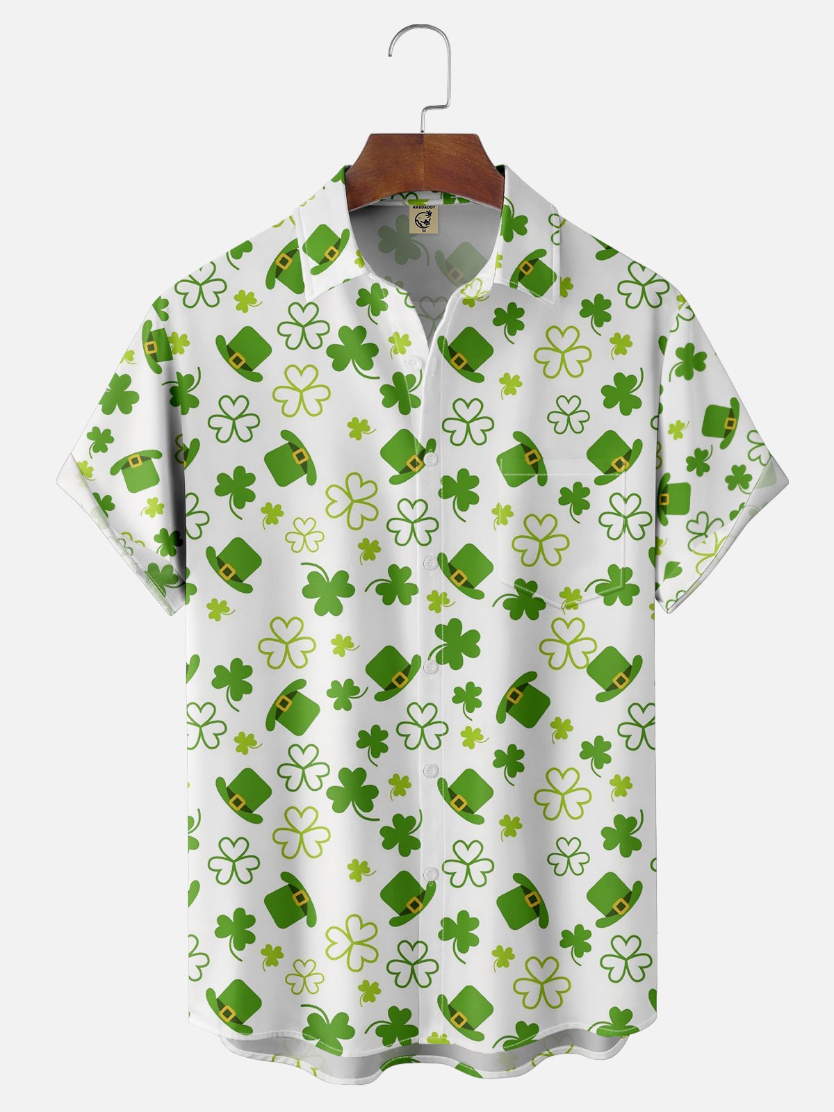 Moisture-wicking St Patricks Day Shamrock Chest Pocket Casual Shirt