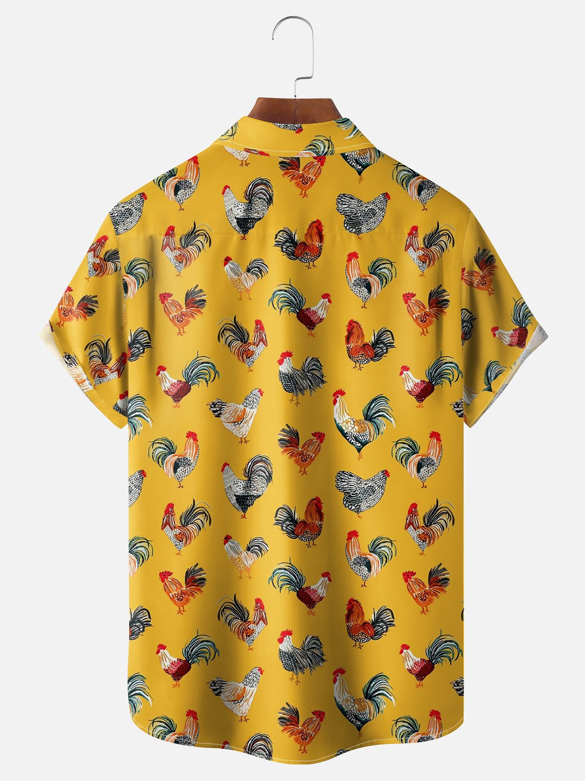 Moisture-wicking Rooster Chicken Chest Pocket Casual Shirt