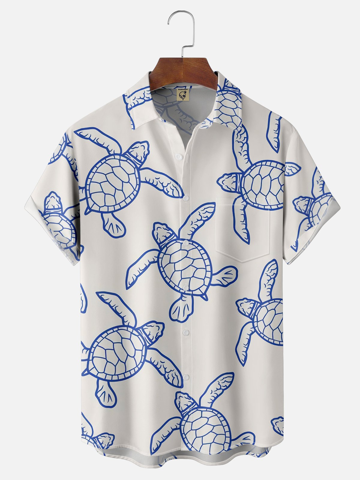 Moisture-wicking Sea Turtle Chest Pocket Hawaiian Shirt