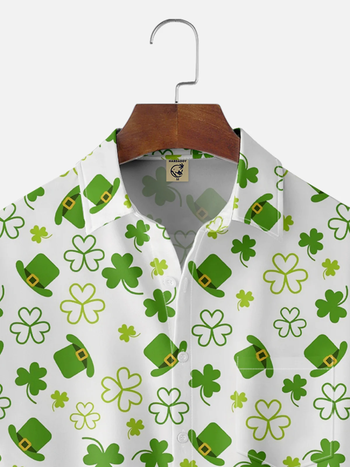 Moisture-wicking St Patricks Day Shamrock Chest Pocket Casual Shirt