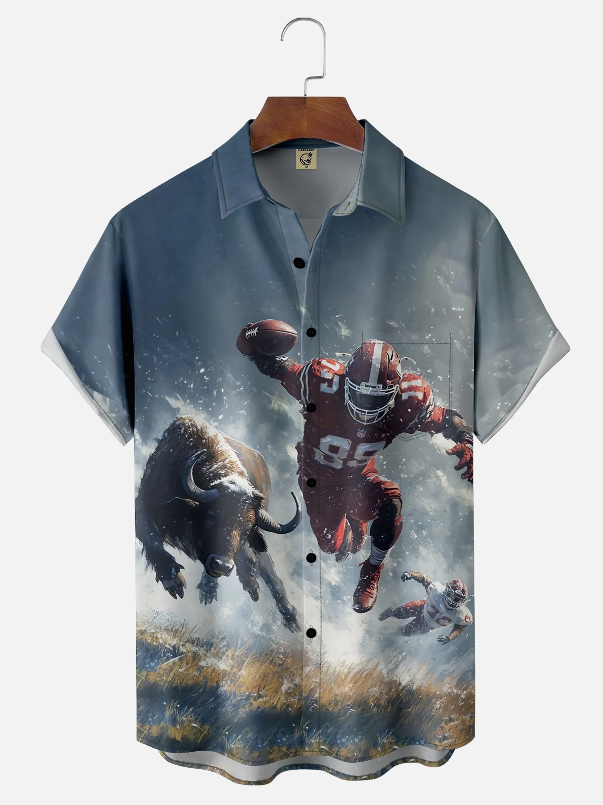 Moisture-wicking Bison American Football Chest Pocket Casual Shirt