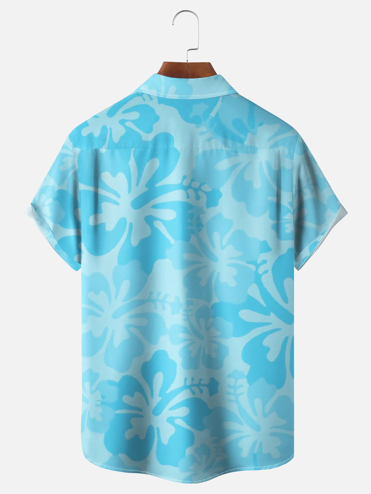 Moisture-wicking Tropical Hibiscus Floral Chest Pocket Hawaiian Shirt