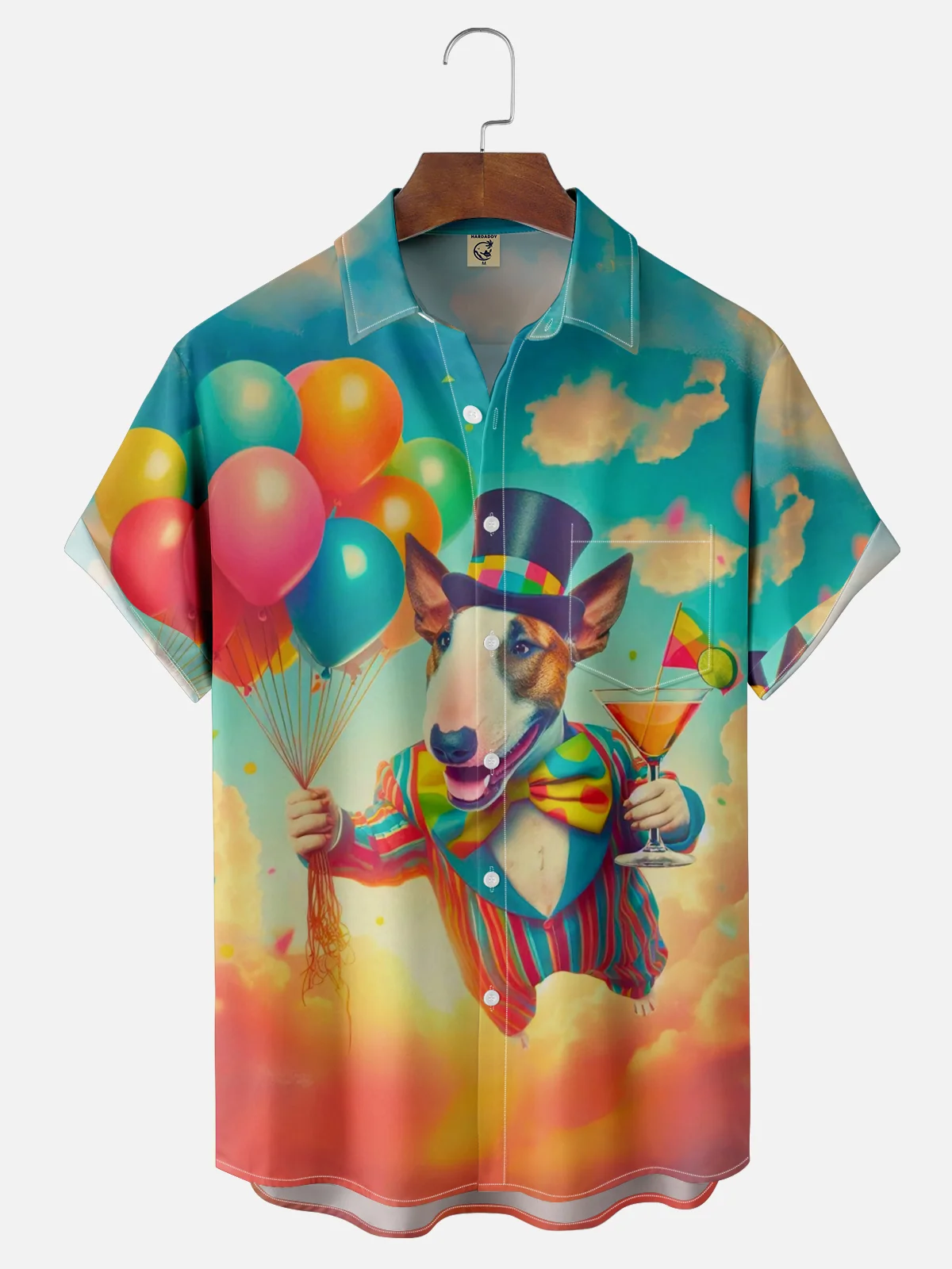 Moisture-wicking Dog Cocktail Balloon Chest Pocket Casual Shirt