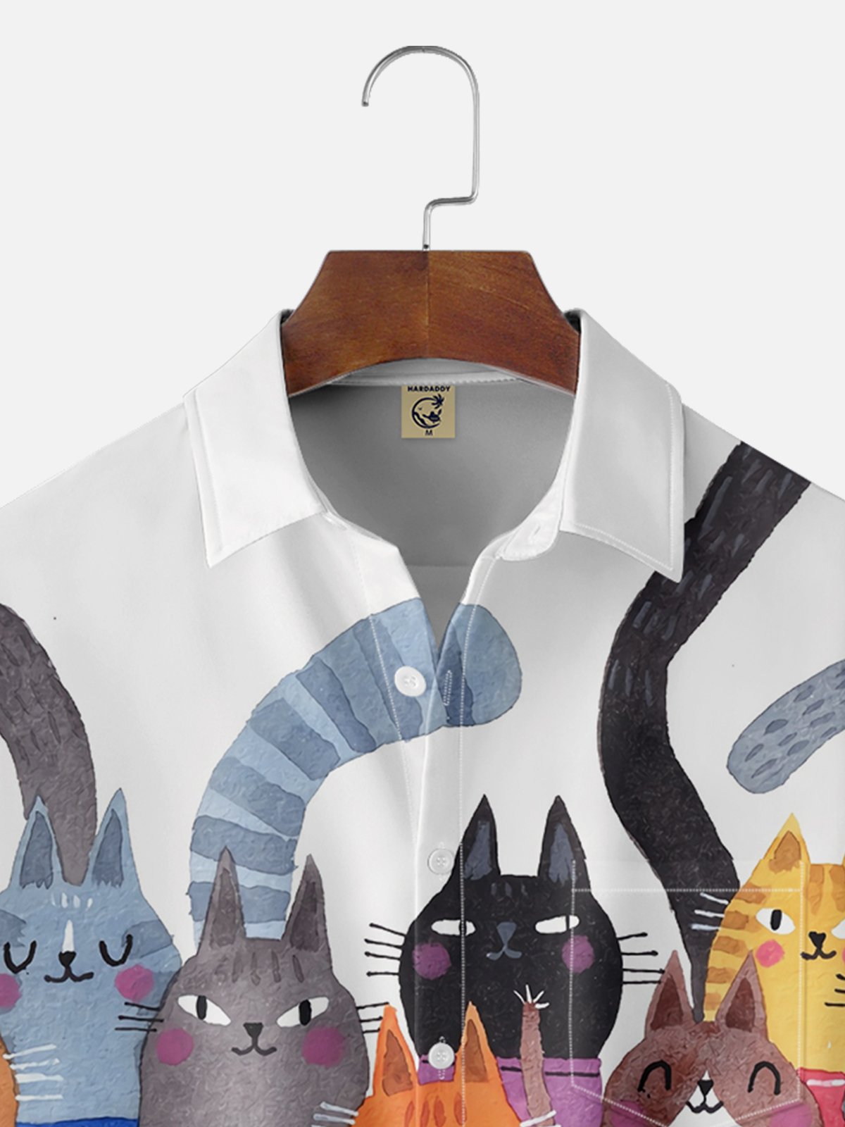 Moisture-wicking Cat Cartoon Fun Pattern Chest Pocket Casual Shirt