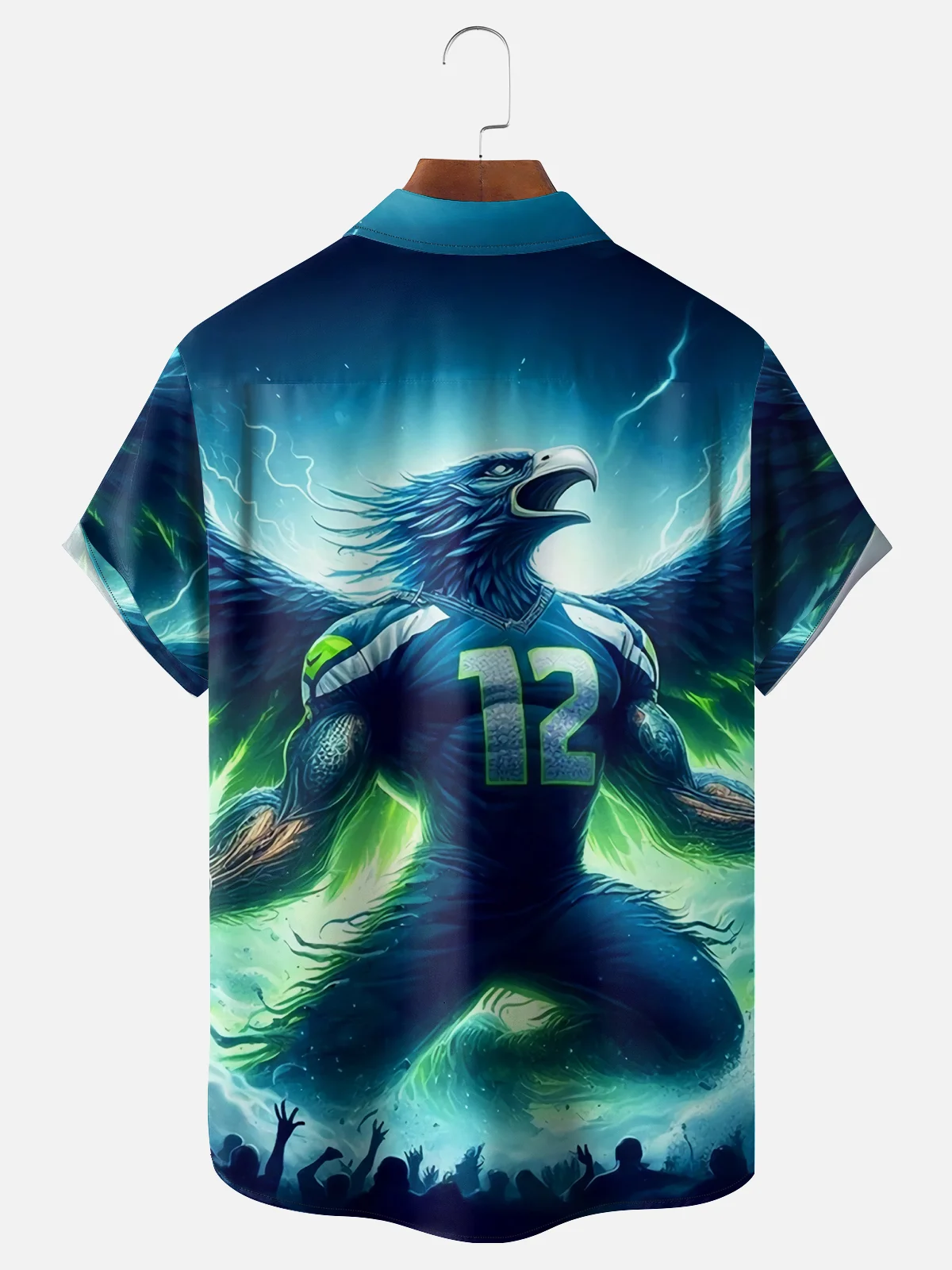 Moisture Wicking Seattle Art Rugby Eagle Chest Pocket Casual Shirt