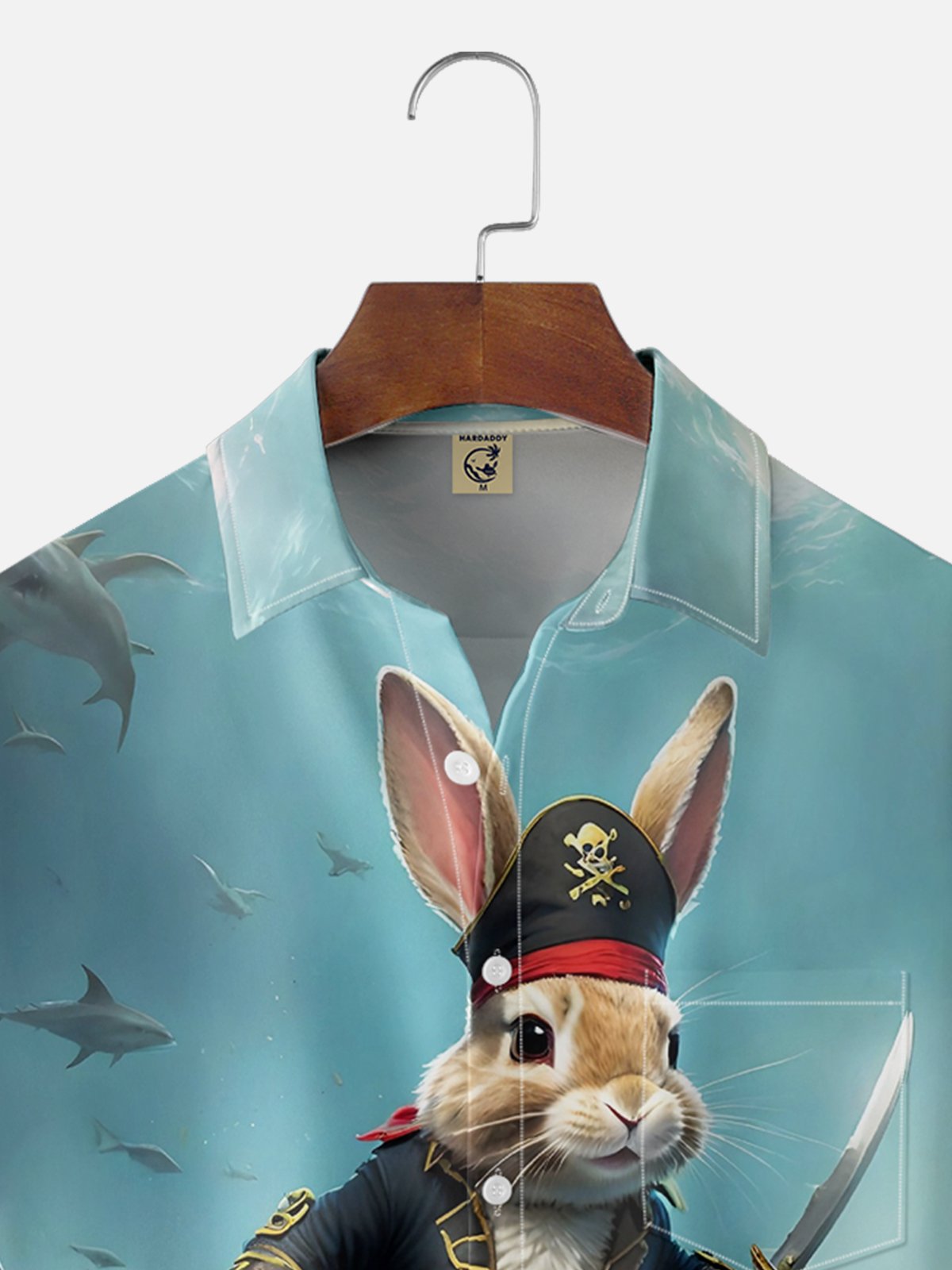 Moisture-wicking Pirate Rabbit Shark Ride Chest Pocket Casual Shirt