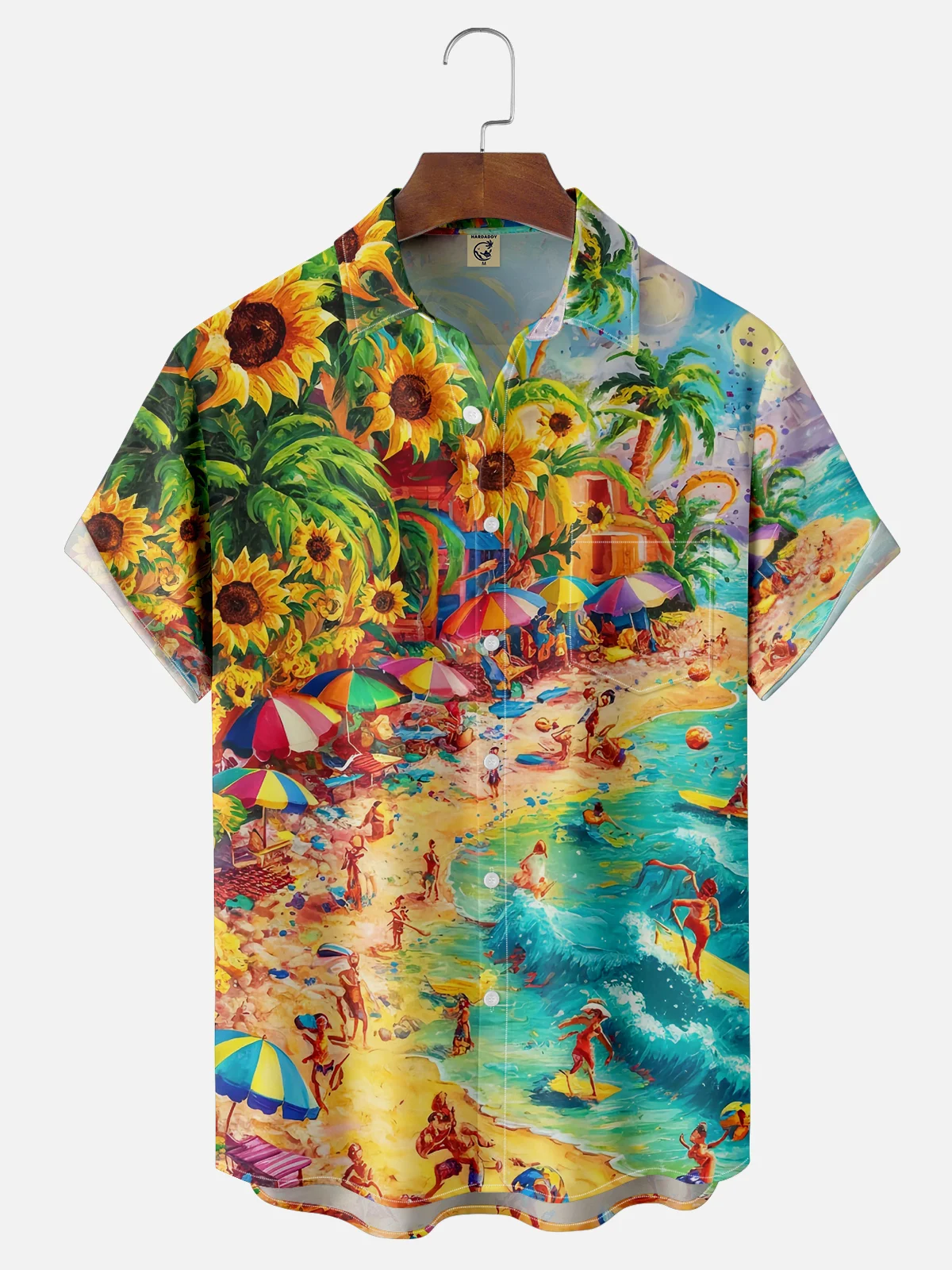 Moisture Wicking Beach Vacation Landscape Chest Pocket Casual Shirt