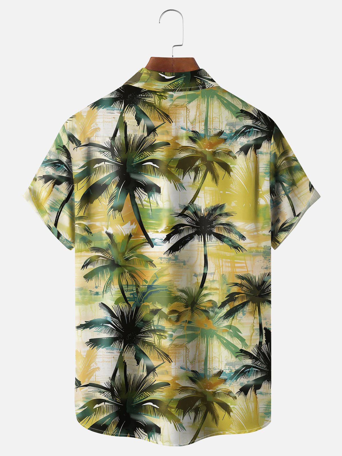 Moisture-wicking Palm Tree Chest Pocket Hawaiian Shirt