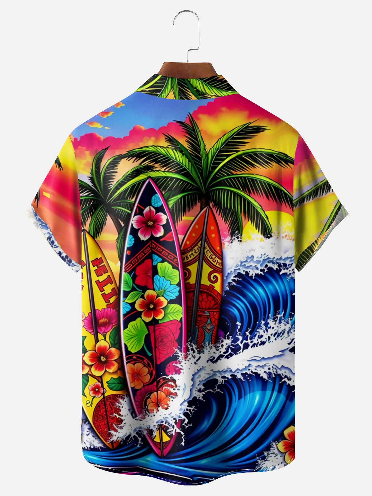 Moisture Wicking Beach Surf Vacation Landscape Chest Pocket Casual Shirt