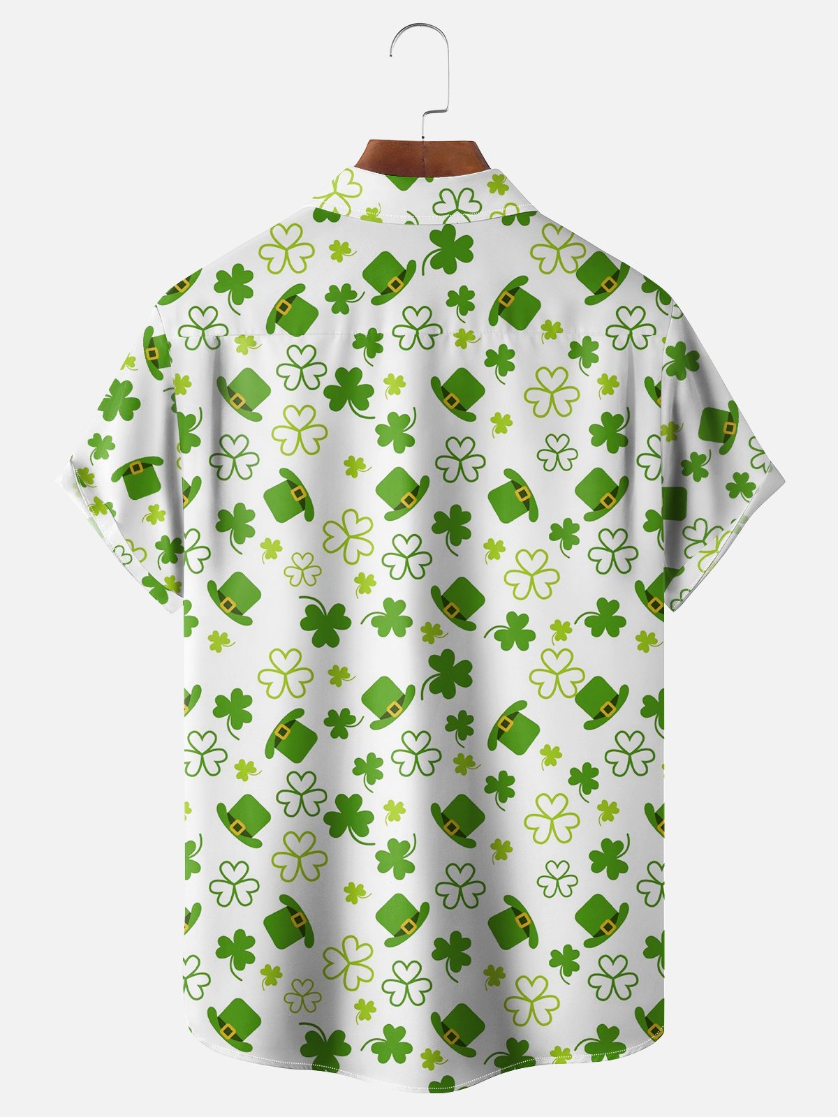 Moisture-wicking St Patricks Day Shamrock Chest Pocket Casual Shirt