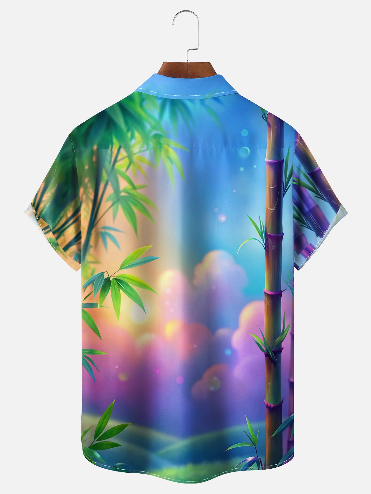 Moisture Wicking Gradient Bamboo Leaf Hawaiian Shirt